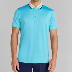 Redvanly Athletic Luxury Men’s Mael Polo 2XL Short Sleeve Blue Curacao NWT